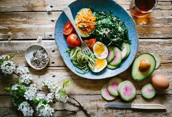 Colorful array of quick and easy meal ingredients and prepared dishes